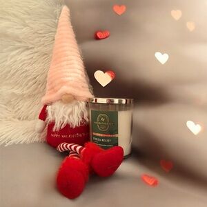Valentines Day Gnome & Bath and Body Works Stress Relief Aromatherapy Candle